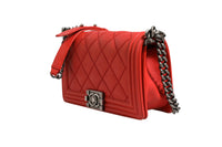 Chanel Red Diamond Stitch Calfskin Leather New Medium Boy Women's Bag (Authentic Pre-Loved)