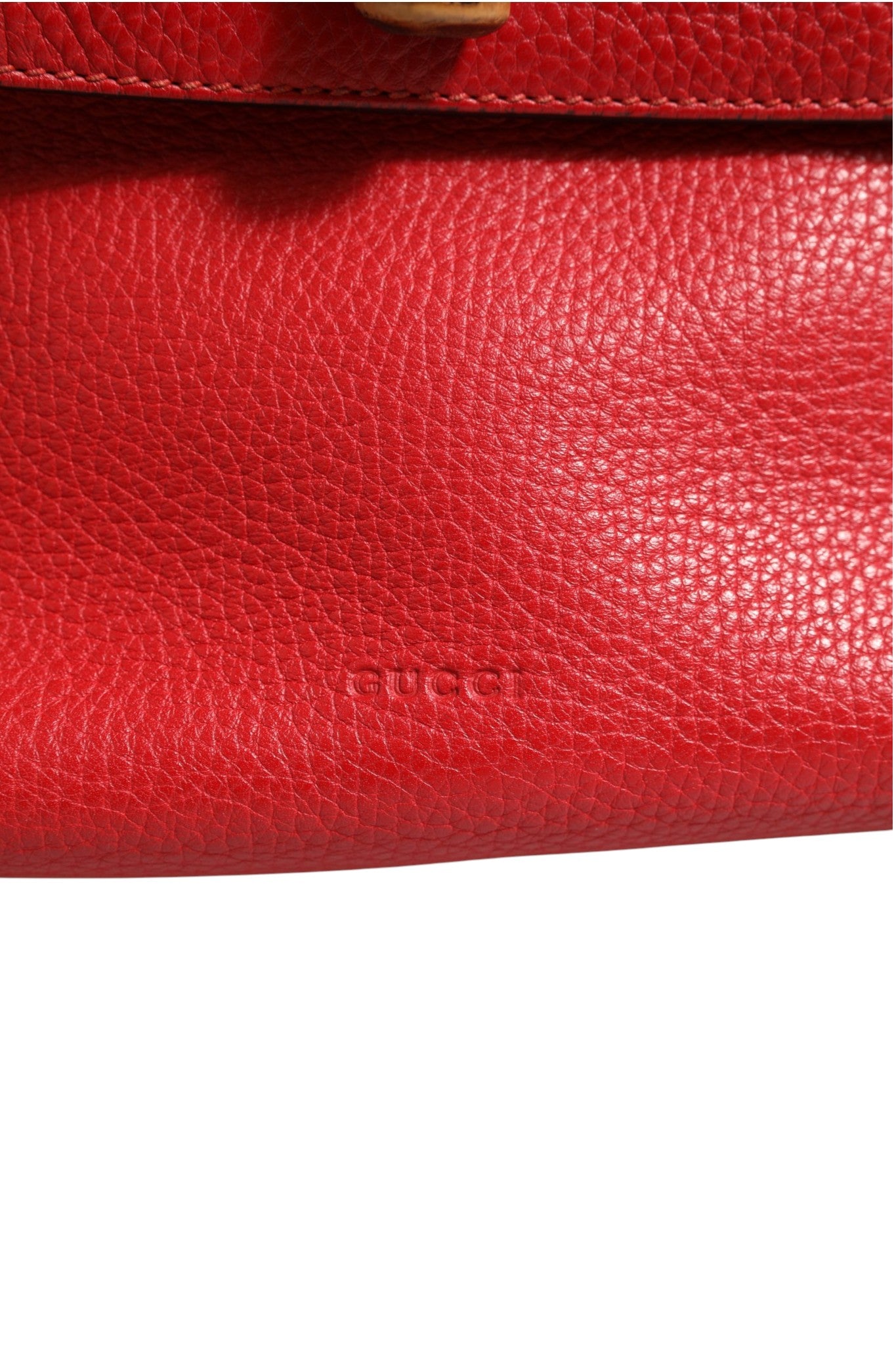 Gucci Red Leather Bamboo Daily Tote Crossbody Women's Bag (Authentic Pre-Loved)