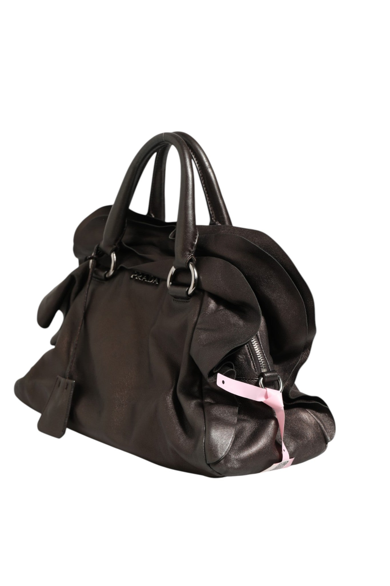 Prada Metallic Nappa Leather Ruffle Shoulder Women's Bag (Authentic Pre-Loved)
