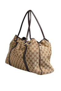 Gucci Beige and Black Canvas Twins Medium Tote Women's Bag (Authentic Pre-Loved)