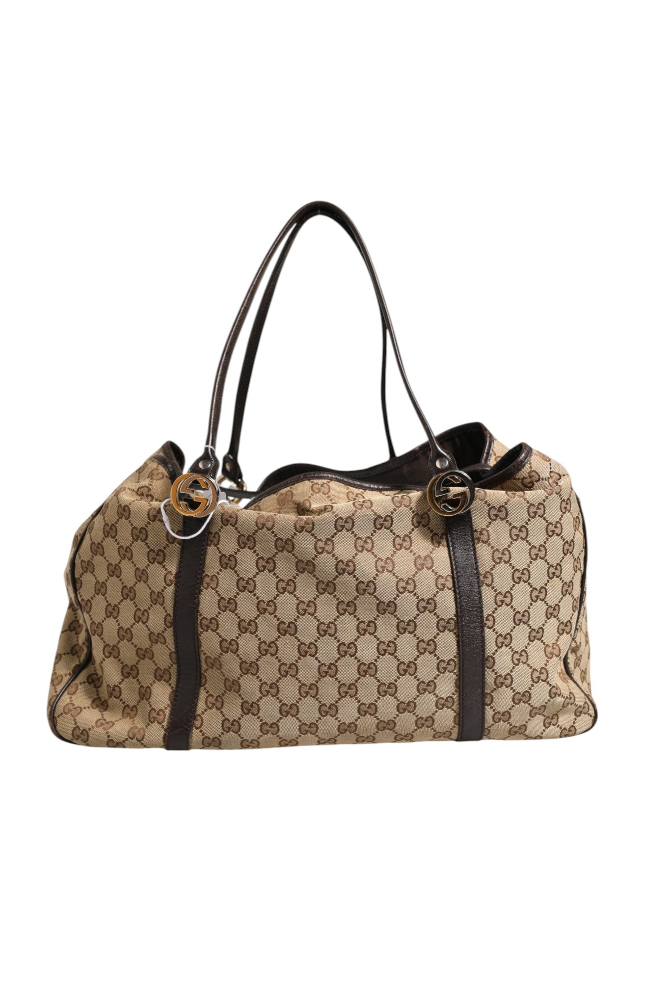 Gucci Beige and Black Canvas Twins Medium Tote Women's Bag (Authentic Pre-Loved)