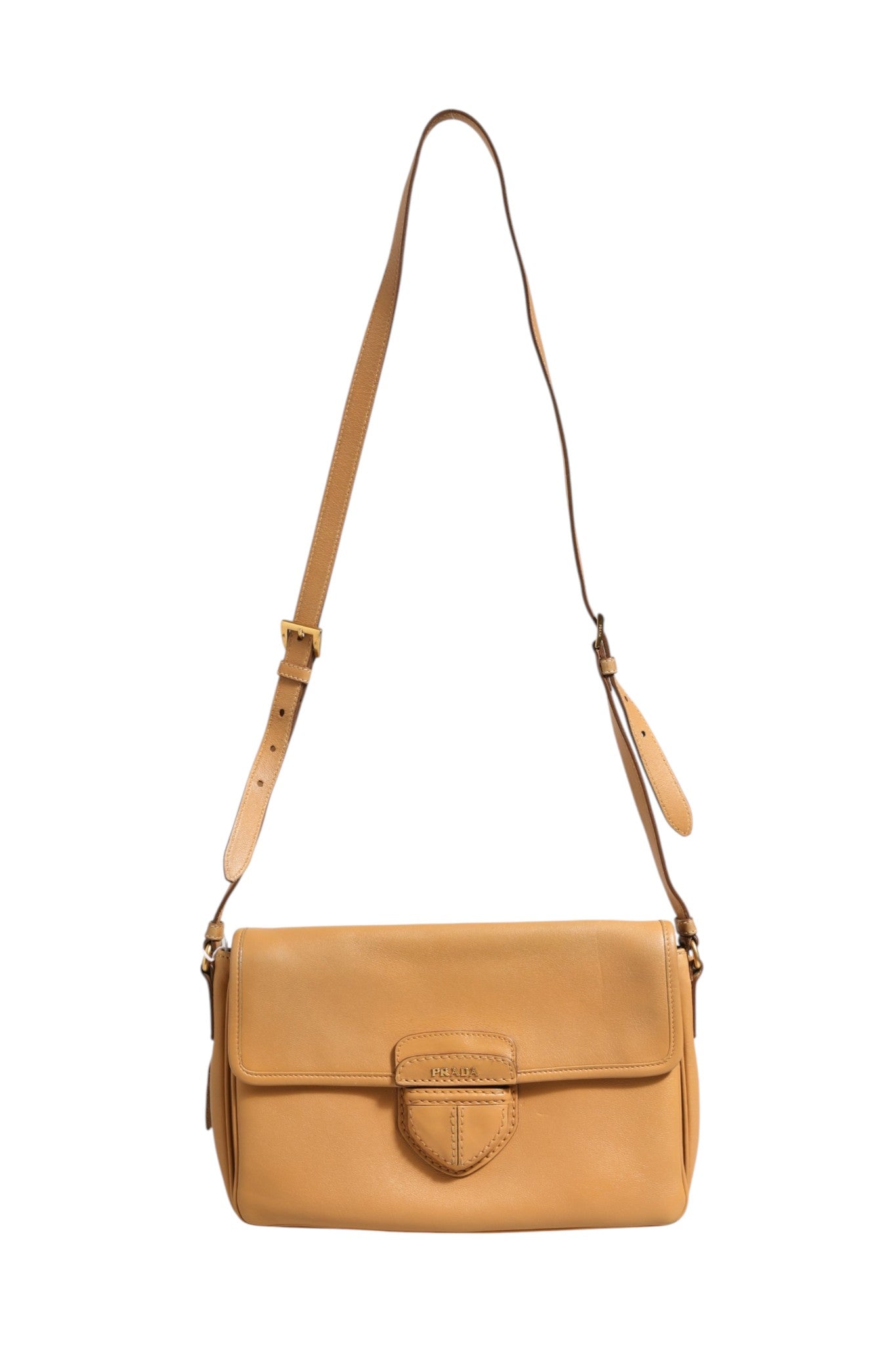 Prada Sidonie Beige Pebble Leather shoulder Women's bag (Authentic Pre-Loved)