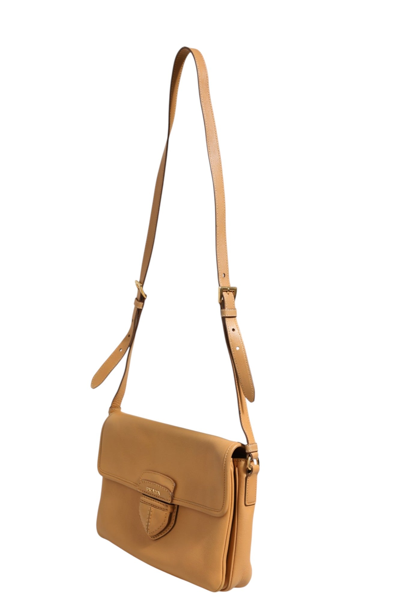 Prada Sidonie Beige Pebble Leather shoulder Women's bag (Authentic Pre-Loved)