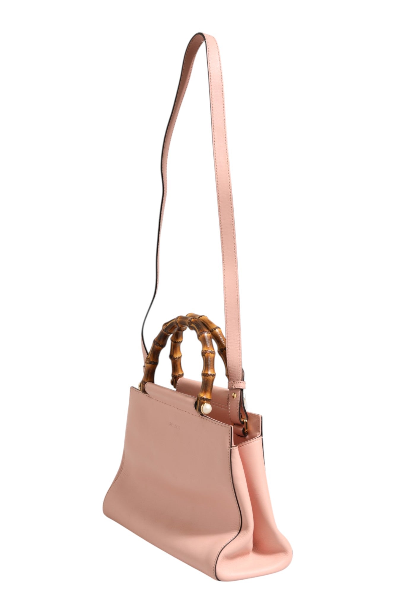 Gucci Pink And White Calfskin Small Nymphaea Top Handle Women's Bag (Authentic Pre-Loved)