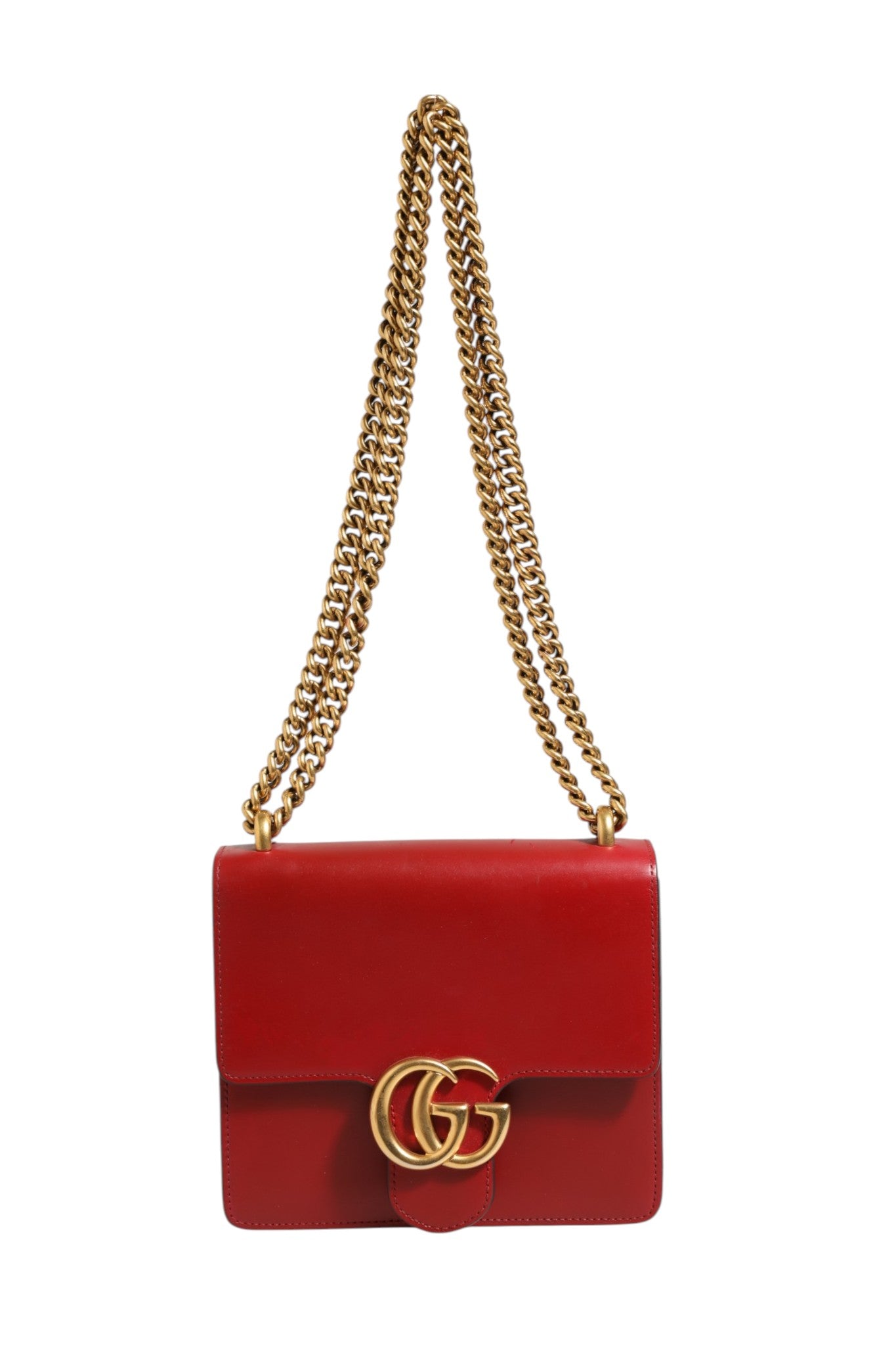 Gucci Marmont small shoulder bag in Rosso Ancora red Women's leather (Authentic Pre-Loved)