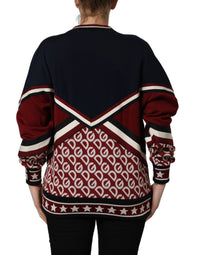 Dolce & Gabbana Blue Red Paneled 'Royals' Patch Sweatshirt Women's Sweater