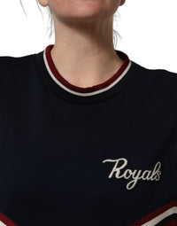 Dolce & Gabbana Blue Red Paneled 'Royals' Patch Sweatshirt Women's Sweater