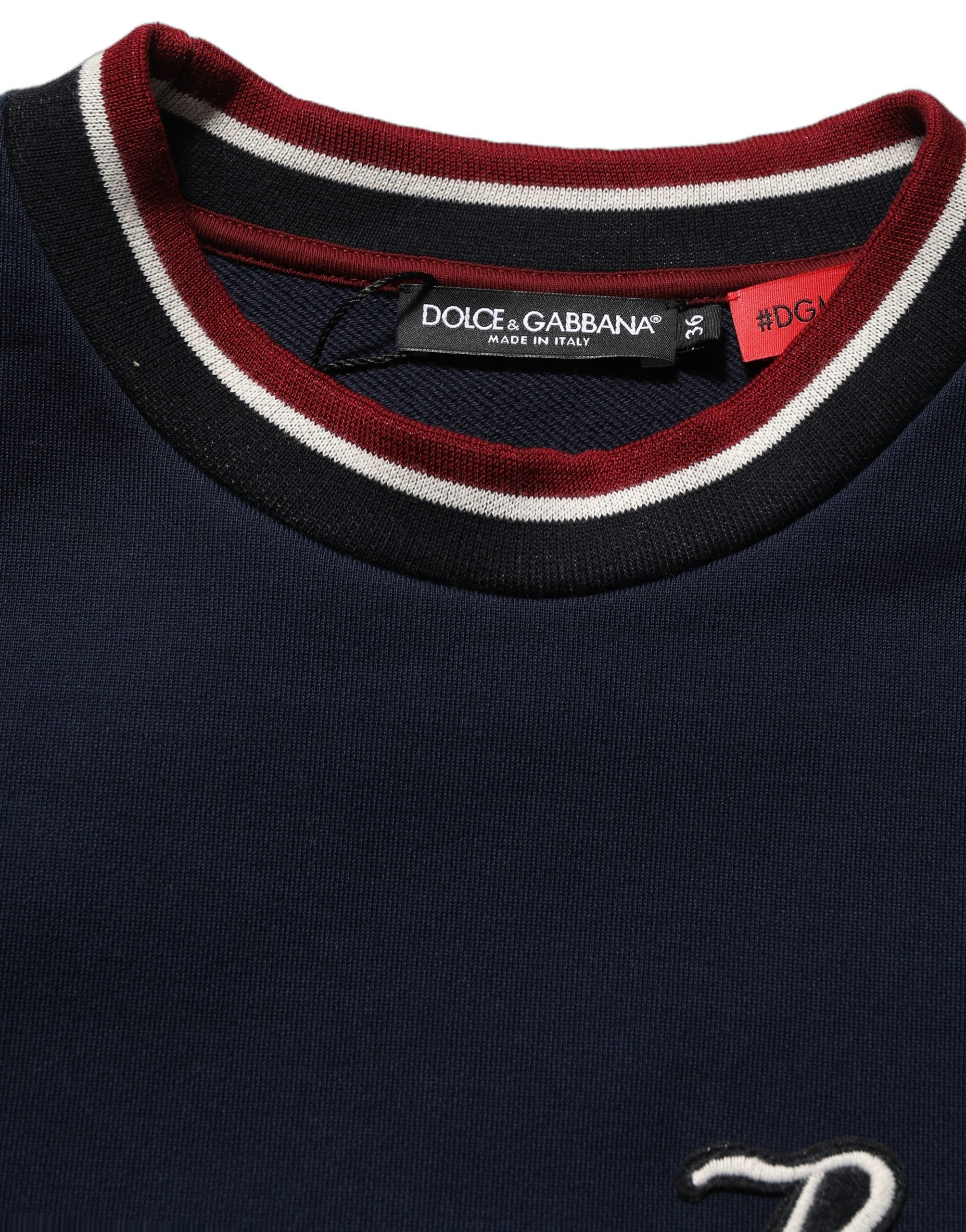 Dolce & Gabbana Blue Red Paneled 'Royals' Patch Sweatshirt Women's Sweater