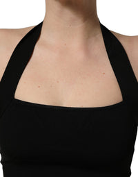 Dolce & Gabbana Black Square Neck Halter Cropped Tank Women's Top