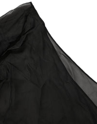 Dolce & Gabbana Black Wrap Sheer Chiffon One Shoulder Women's Top