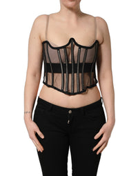 Dolce & Gabbana Dolce & Gabbana Black Sheer Tulle Bodysuit Cropped Corset Women's Top