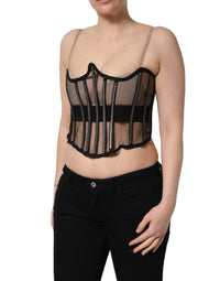 Dolce & Gabbana Dolce & Gabbana Black Sheer Tulle Bodysuit Cropped Corset Women's Top