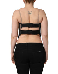 Dolce & Gabbana Dolce & Gabbana Black Sheer Tulle Bodysuit Cropped Corset Women's Top