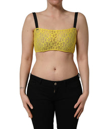Dolce & Gabbana Dolce & Gabbana Yellow Cotton Crepe Chiffon Crop Bralette Women's Top