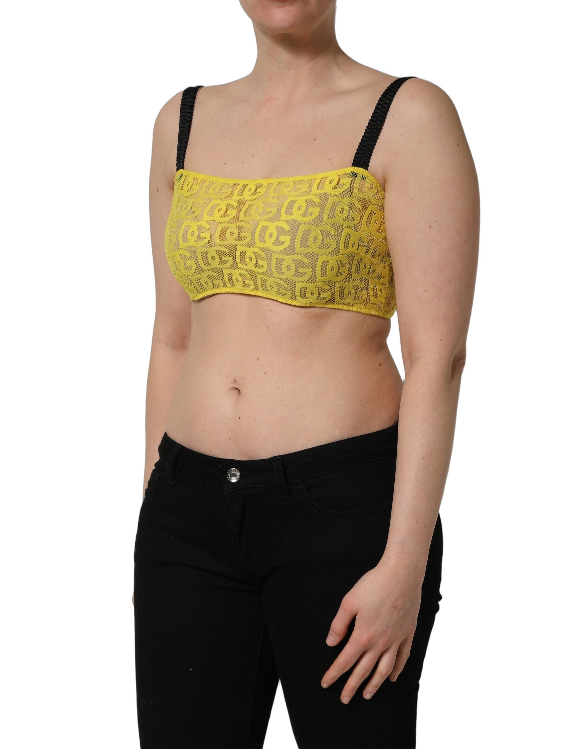 Dolce & Gabbana Dolce & Gabbana Yellow Cotton Crepe Chiffon Crop Bralette Women's Top