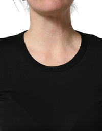 Dolce & Gabbana Black Cotton Round Neck Short Sleeve Women's T-shirt