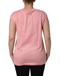Dolce & Gabbana Pink Cotton DG Logo Round Neck Tank Women's T-shirt