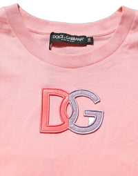 Dolce & Gabbana Pink Cotton DG Logo Round Neck Tank Women's T-shirt