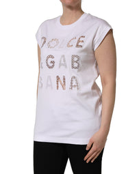 Dolce & Gabbana White Logo Round Neck Sleeveless Women's T-shirt