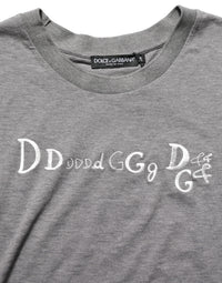 Dolce & Gabbana Gray Logo Embroidery Short Sleeve Women's T-shirt