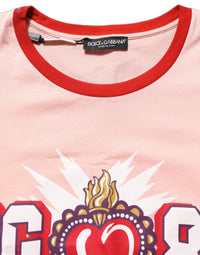 Dolce & Gabbana Pink Graphic Print Cotton Crew Neck Women's T-shirt
