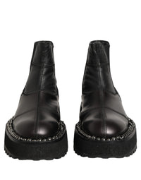 Dolce & Gabbana Black Leather Slip On Chelsea Boots Men's Shoes
