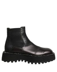 Dolce & Gabbana Black Leather Slip On Chelsea Boots Men's Shoes