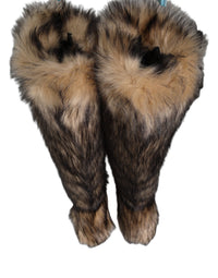 Dolce & Gabbana Brown Faux Skim Ski Fur Knee High Boots Men's Shoes