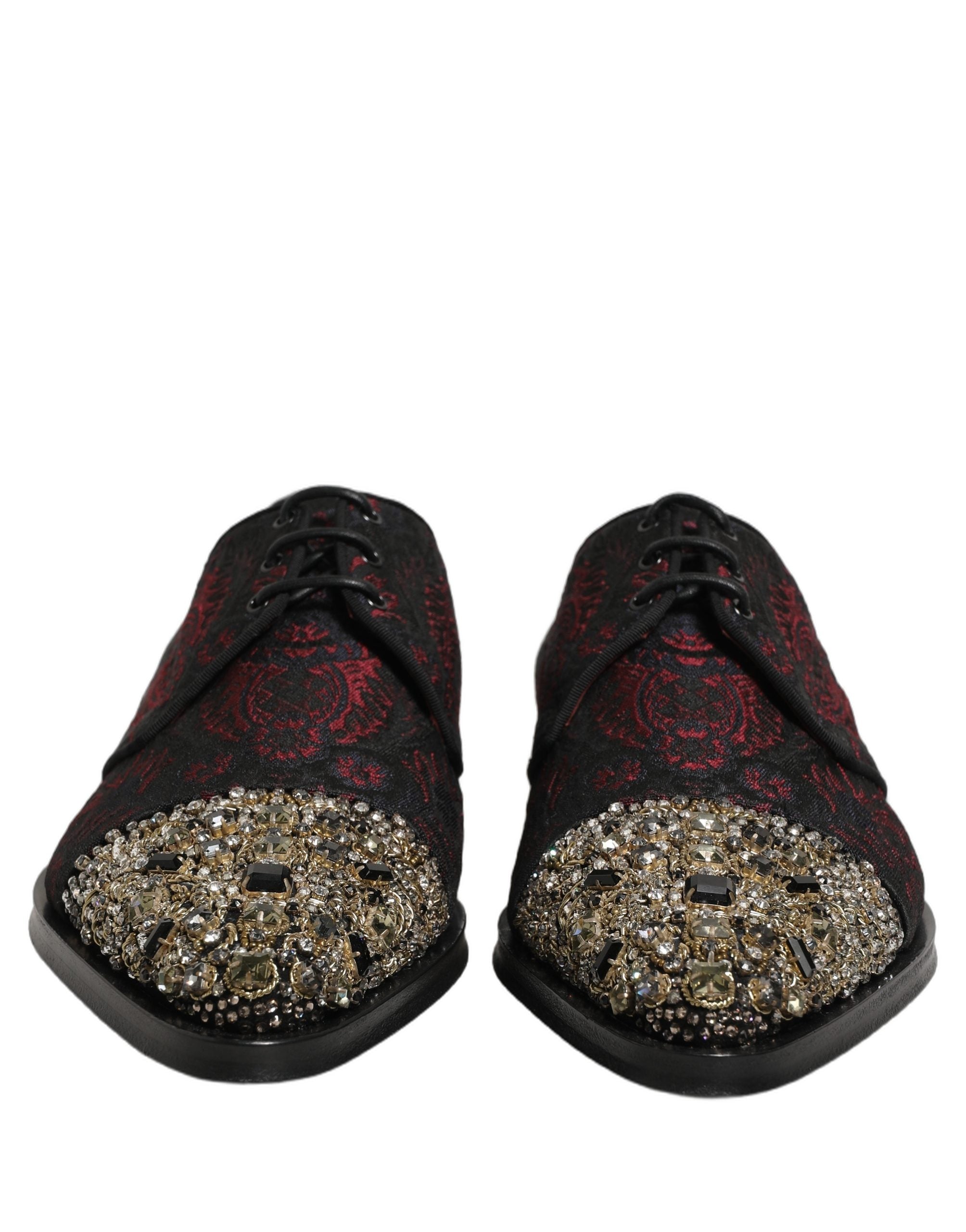 Dolce & Gabbana Dolce & Gabbana Black Red Embellished Derby Dress Formal Men's Shoes
