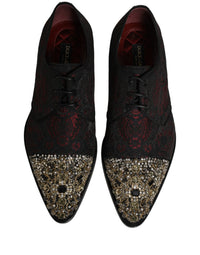 Dolce & Gabbana Dolce & Gabbana Black Red Embellished Derby Dress Formal Men's Shoes