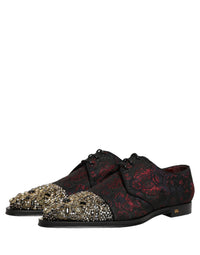 Dolce & Gabbana Dolce & Gabbana Black Red Embellished Derby Dress Formal Men's Shoes