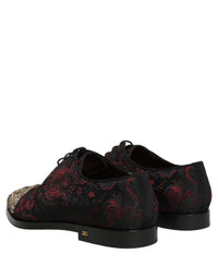 Dolce & Gabbana Dolce & Gabbana Black Red Embellished Derby Dress Formal Men's Shoes