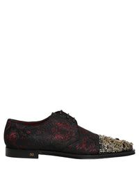 Dolce & Gabbana Dolce & Gabbana Black Red Embellished Derby Dress Formal Men's Shoes