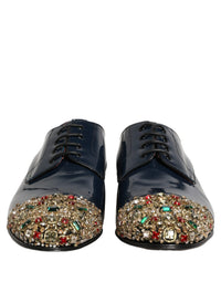 Dolce & Gabbana Dolce & Gabbana Blue Embellished Men Derby Dress Formal Men's Shoes