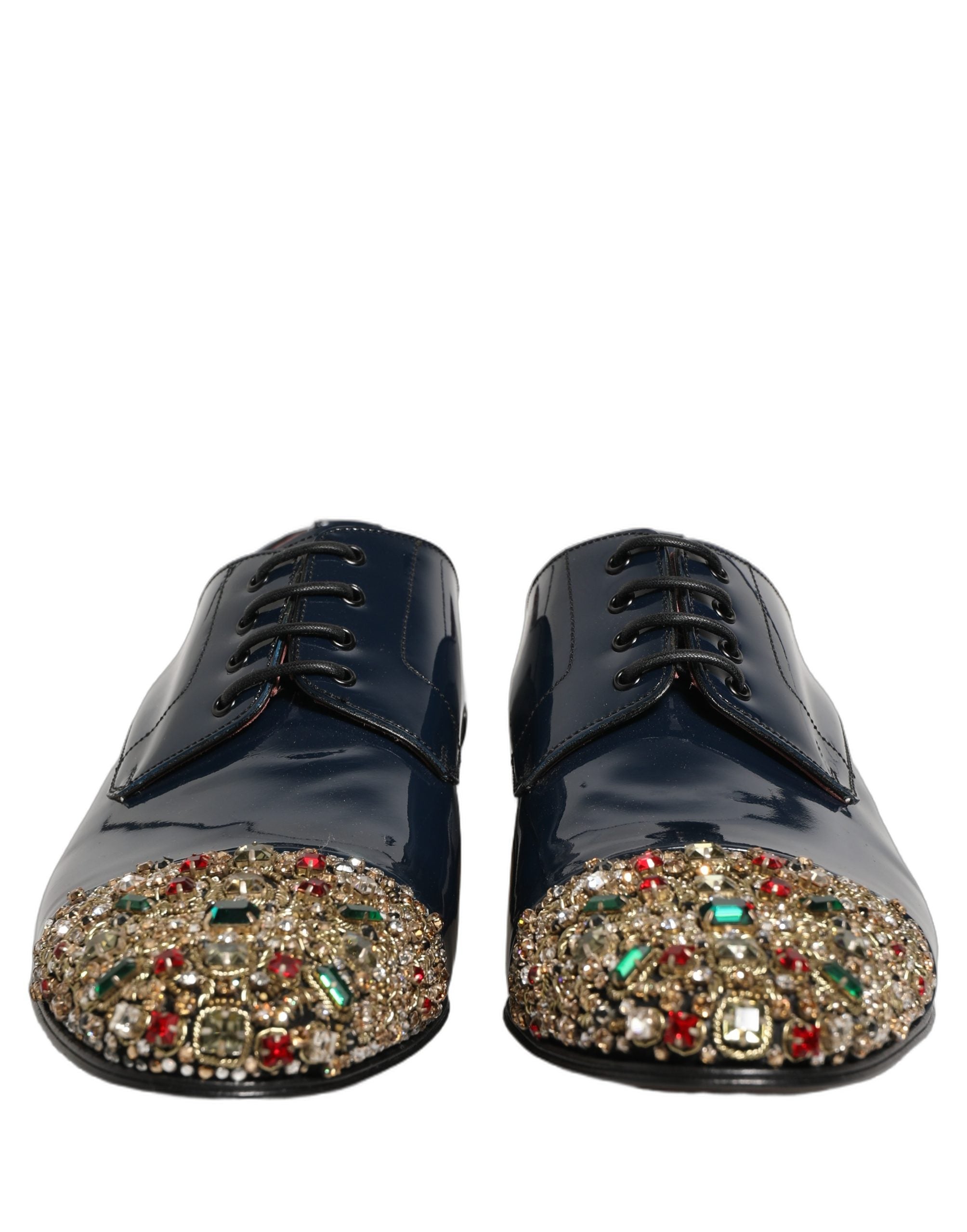 Dolce & Gabbana Dolce & Gabbana Blue Embellished Men Derby Dress Formal Men's Shoes