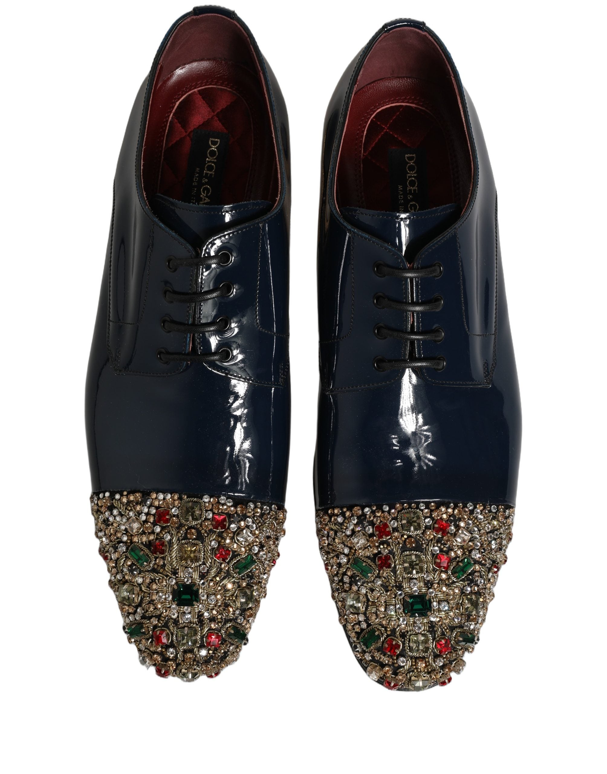 Dolce & Gabbana Dolce & Gabbana Blue Embellished Men Derby Dress Formal Men's Shoes