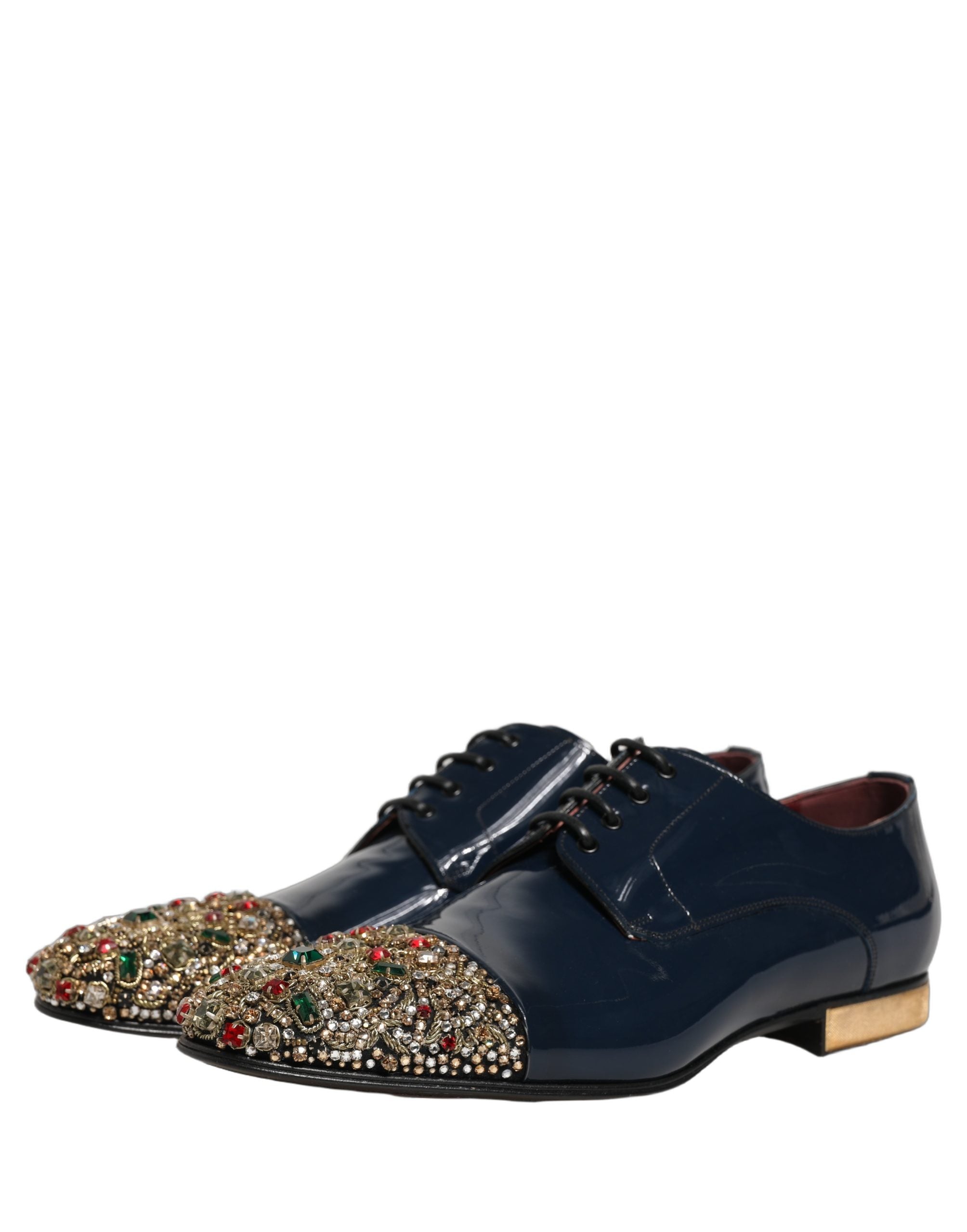Dolce & Gabbana Dolce & Gabbana Blue Embellished Men Derby Dress Formal Men's Shoes