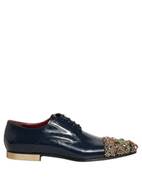Dolce & Gabbana Dolce & Gabbana Blue Embellished Men Derby Dress Formal Men's Shoes