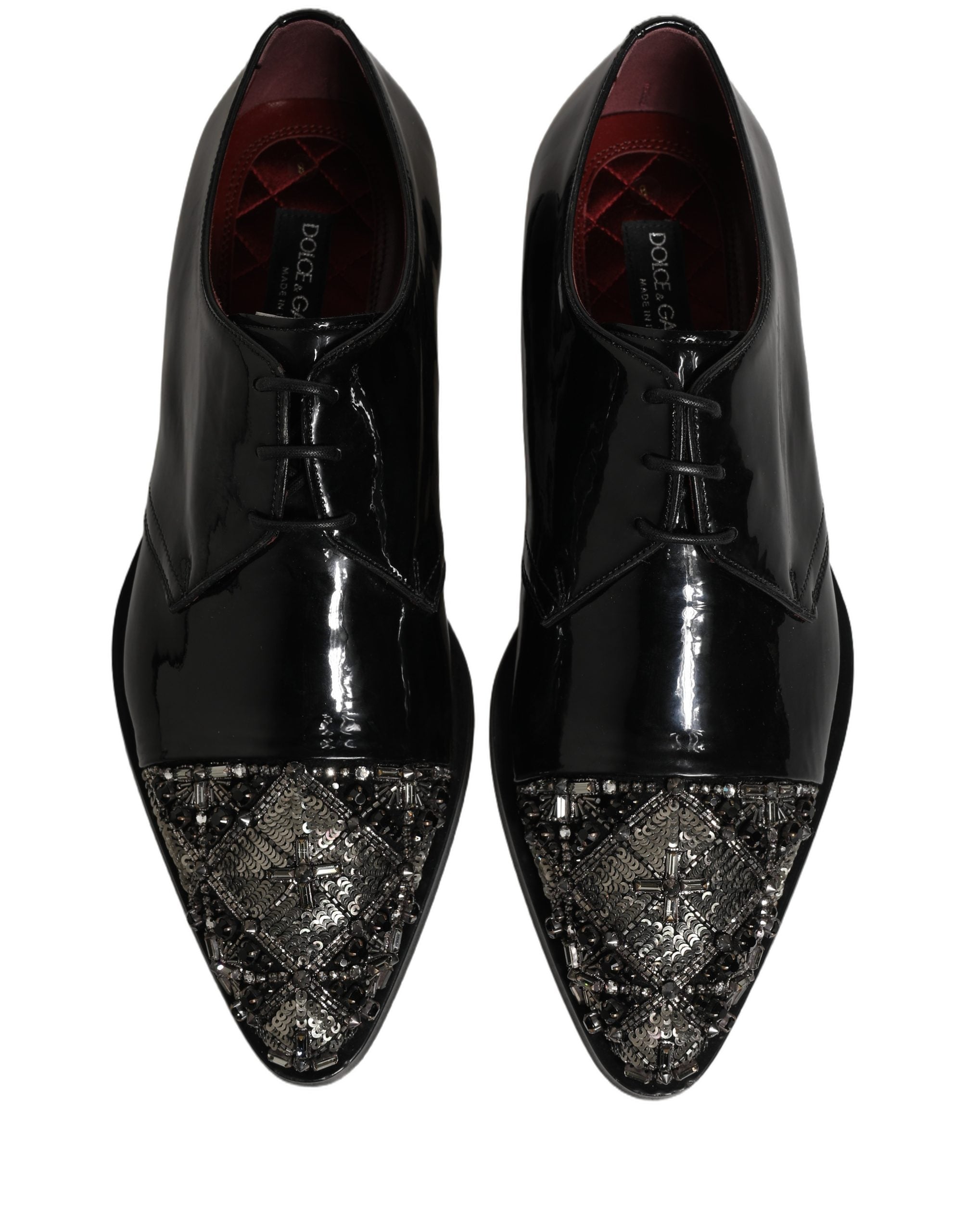 Dolce & Gabbana Dolce & Gabbana Black Embellished Men Derby Dress Formal Men's Shoes