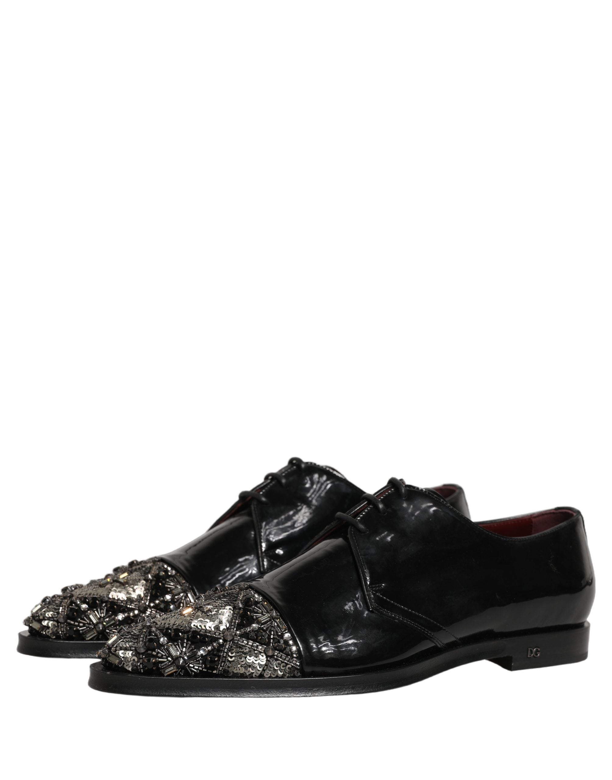 Dolce & Gabbana Dolce & Gabbana Black Embellished Men Derby Dress Formal Men's Shoes