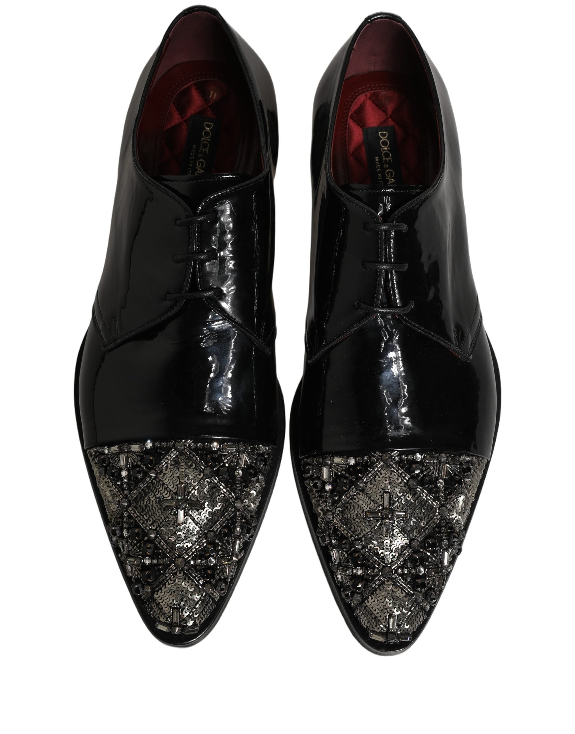 Dolce & Gabbana Dolce & Gabbana Black Embellished Derby Dress Formal Men's Shoes