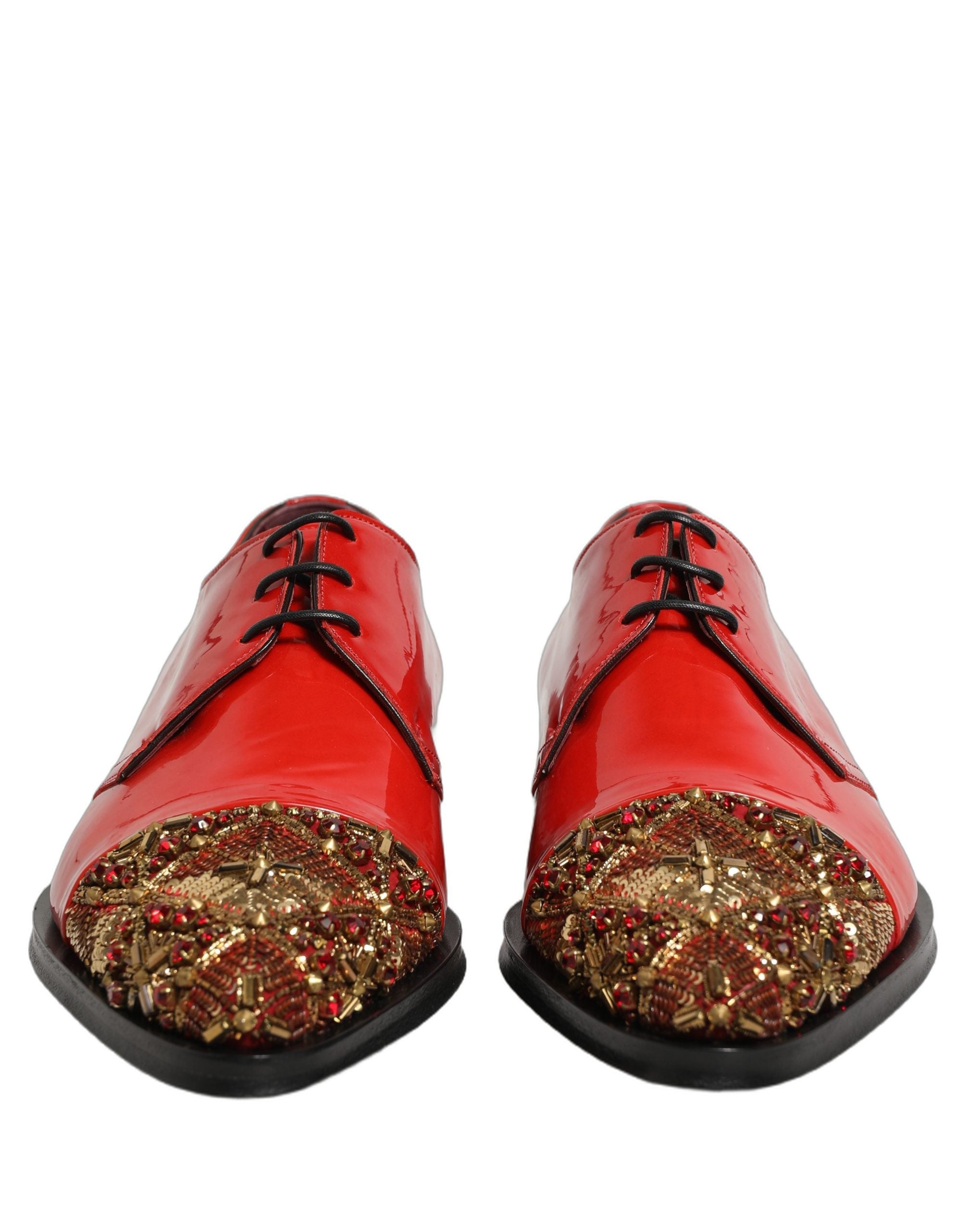 Dolce & Gabbana Dolce & Gabbana Red Embellished Men Derby Dress Formal Men's Shoes