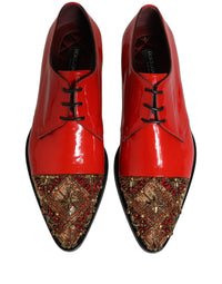 Dolce & Gabbana Dolce & Gabbana Red Embellished Men Derby Dress Formal Men's Shoes