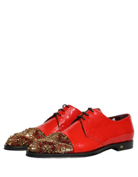 Dolce & Gabbana Dolce & Gabbana Red Embellished Men Derby Dress Formal Men's Shoes