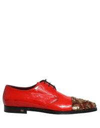Dolce & Gabbana Dolce & Gabbana Red Embellished Men Derby Dress Formal Men's Shoes