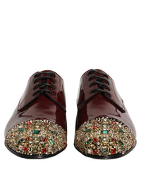Dolce & Gabbana Dolce & Gabbana Maroon Embellished Derby Dress Formal Men's Shoes