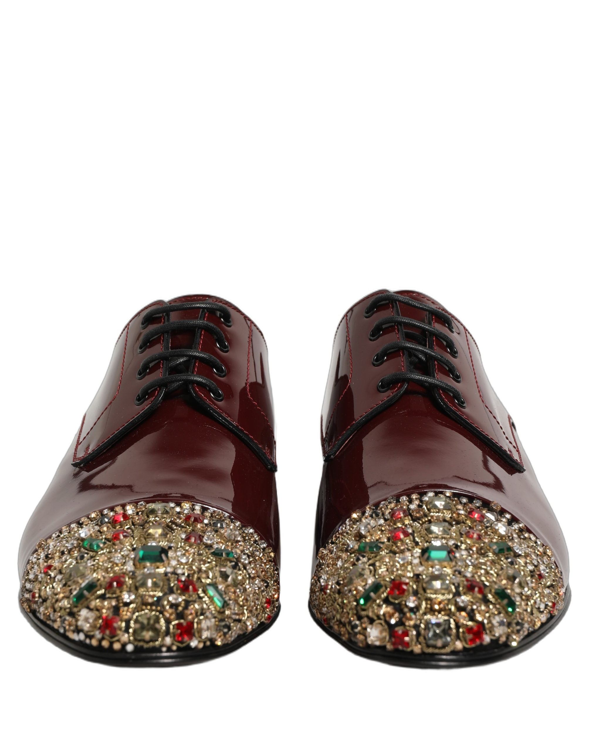 Dolce & Gabbana Dolce & Gabbana Maroon Embellished Derby Dress Formal Men's Shoes