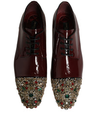 Dolce & Gabbana Dolce & Gabbana Maroon Embellished Derby Dress Formal Men's Shoes