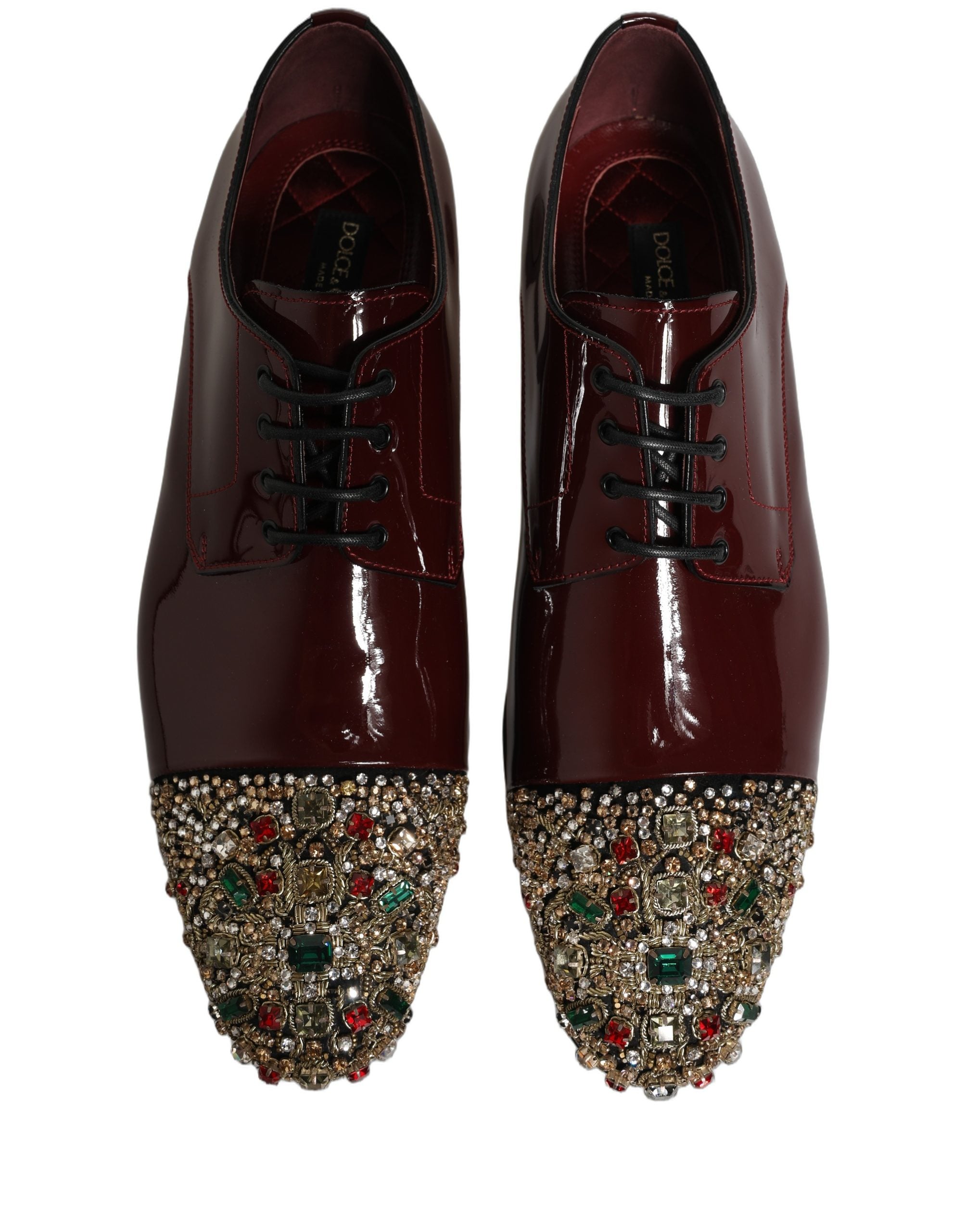Dolce & Gabbana Dolce & Gabbana Maroon Embellished Derby Dress Formal Men's Shoes