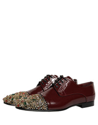 Dolce & Gabbana Dolce & Gabbana Maroon Embellished Derby Dress Formal Men's Shoes